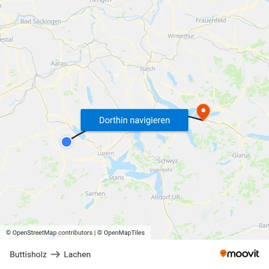 Buttisholz to Lachen map