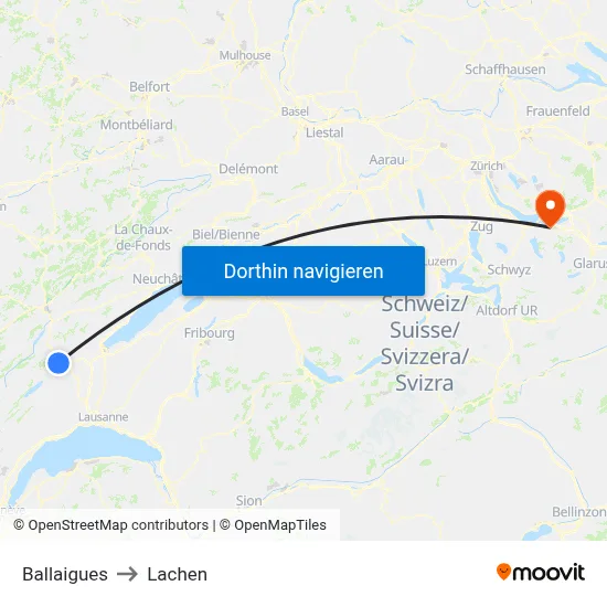 Ballaigues to Lachen map