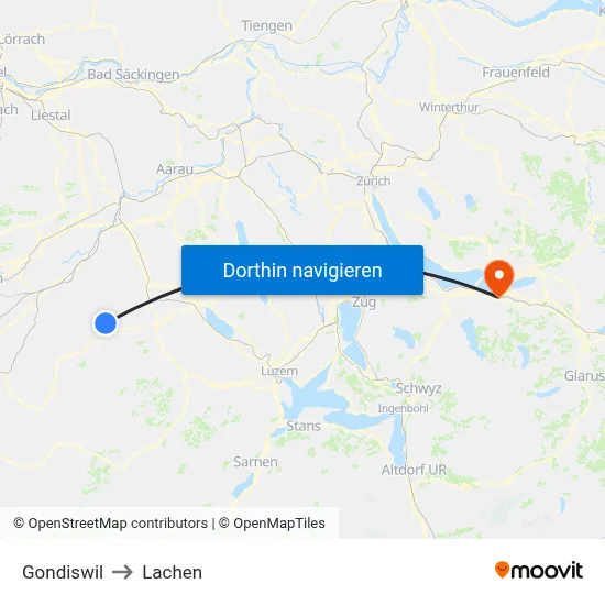 Gondiswil to Lachen map