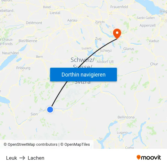 Leuk to Lachen map