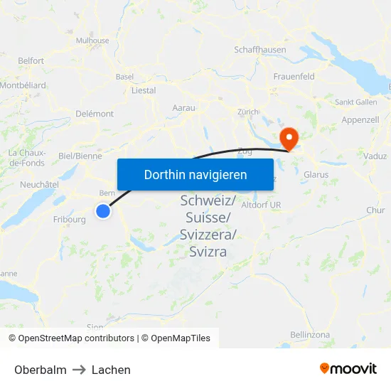 Oberbalm to Lachen map