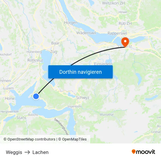 Weggis to Lachen map