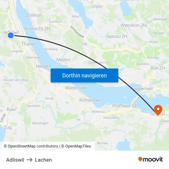 Adliswil to Lachen map