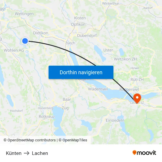 Künten to Lachen map