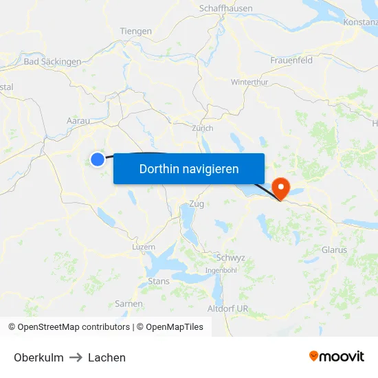 Oberkulm to Lachen map