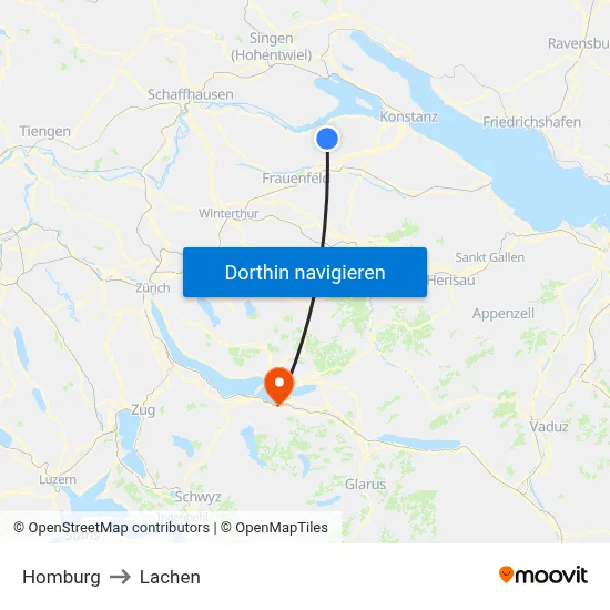 Homburg to Lachen map