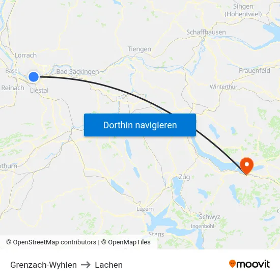 Grenzach-Wyhlen to Lachen map