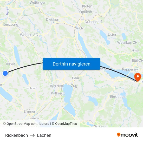 Rickenbach to Lachen map