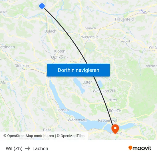 Wil (Zh) to Lachen map