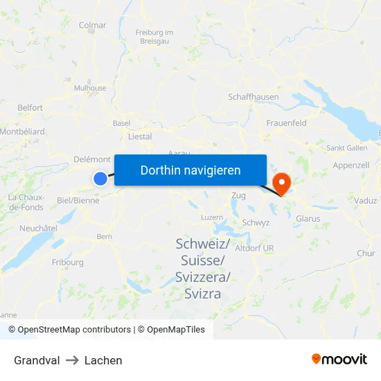 Grandval to Lachen map