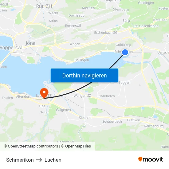Schmerikon to Lachen map