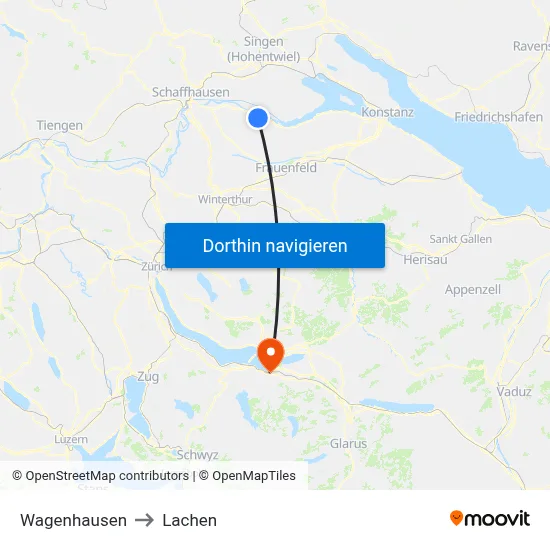 Wagenhausen to Lachen map