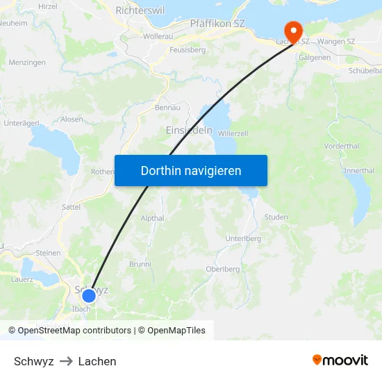 Schwyz to Lachen map