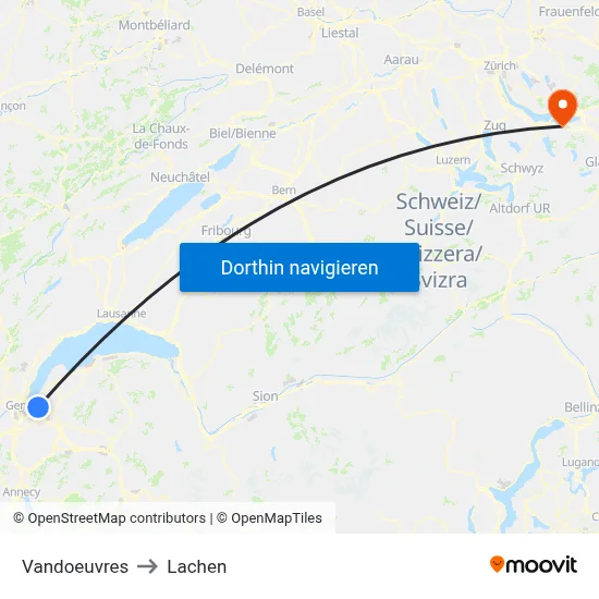 Vandoeuvres to Lachen map