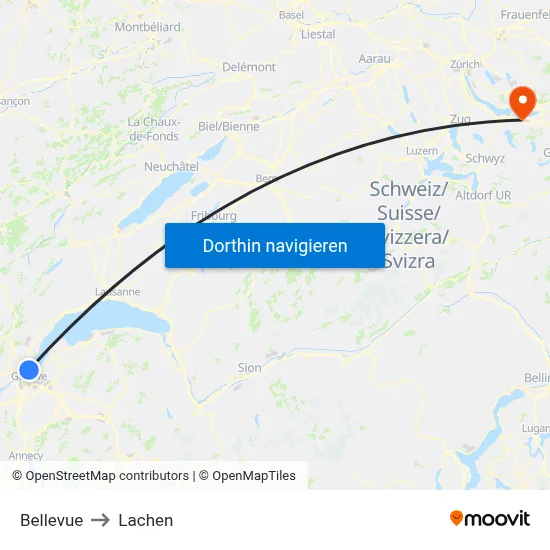 Bellevue to Lachen map