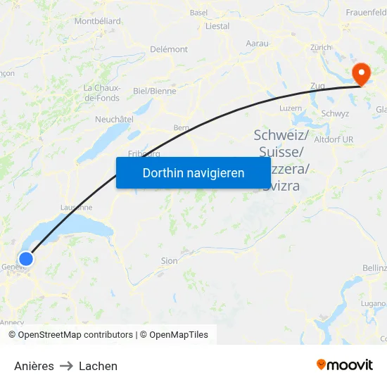 Anières to Lachen map