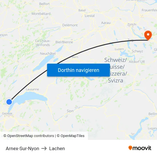 Arnex-Sur-Nyon to Lachen map