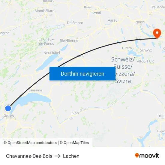 Chavannes-Des-Bois to Lachen map
