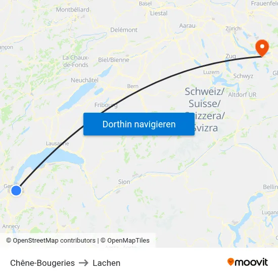 Chêne-Bougeries to Lachen map