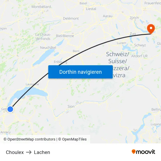Choulex to Lachen map