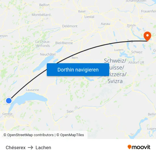 Chéserex to Lachen map