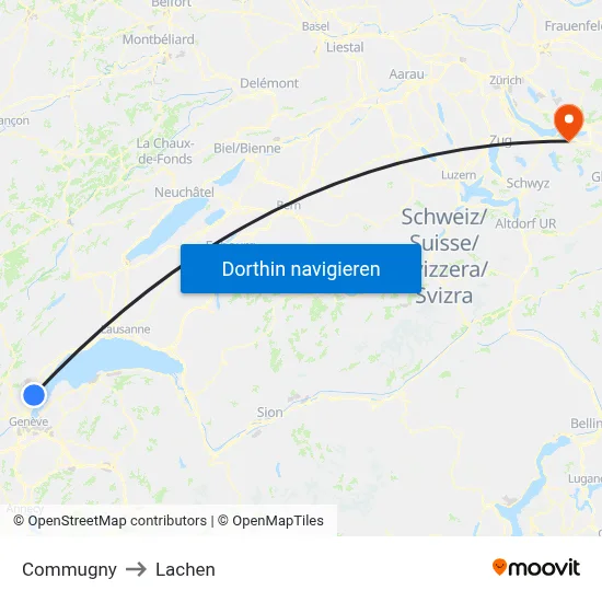 Commugny to Lachen map