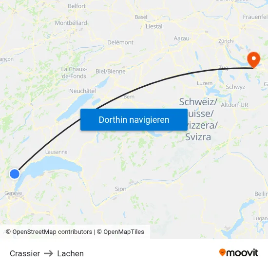 Crassier to Lachen map
