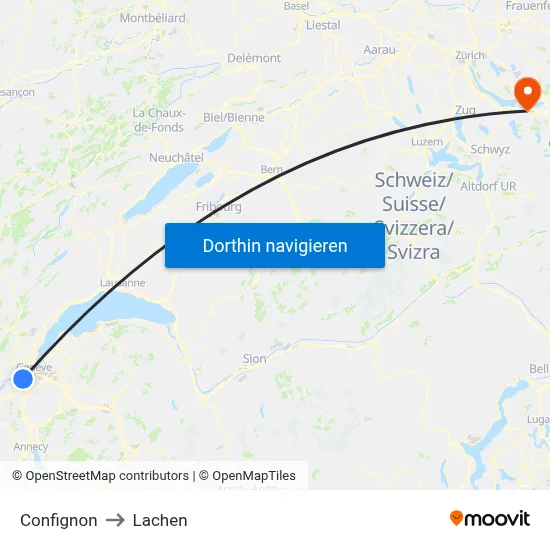 Confignon to Lachen map
