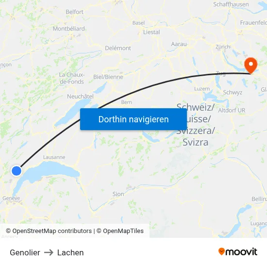 Genolier to Lachen map
