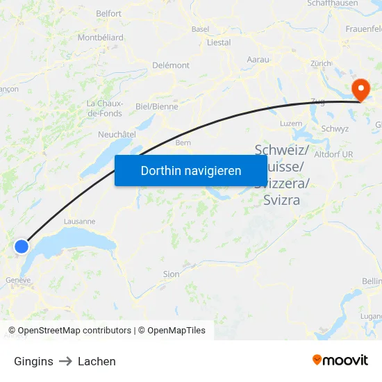 Gingins to Lachen map