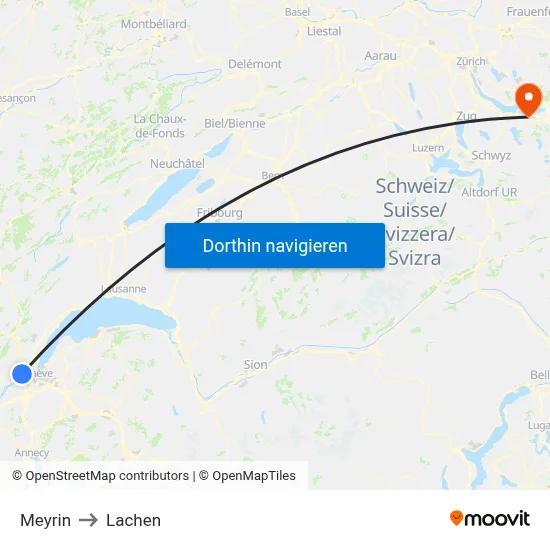 Meyrin to Lachen map