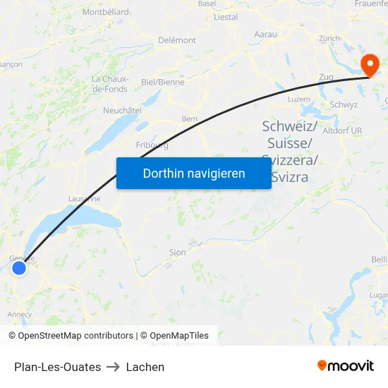 Plan-Les-Ouates to Lachen map