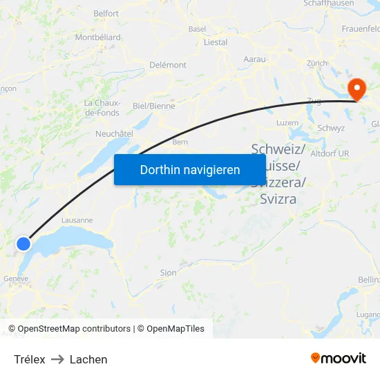 Trélex to Lachen map