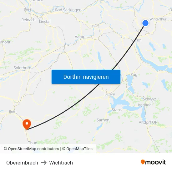 Oberembrach to Wichtrach map