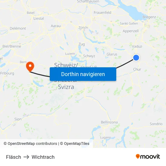 Fläsch to Wichtrach map