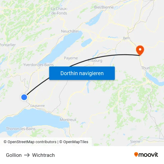 Gollion to Wichtrach map