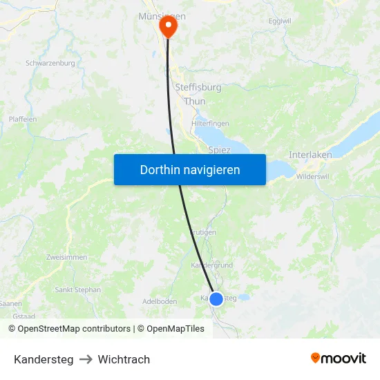 Kandersteg to Wichtrach map