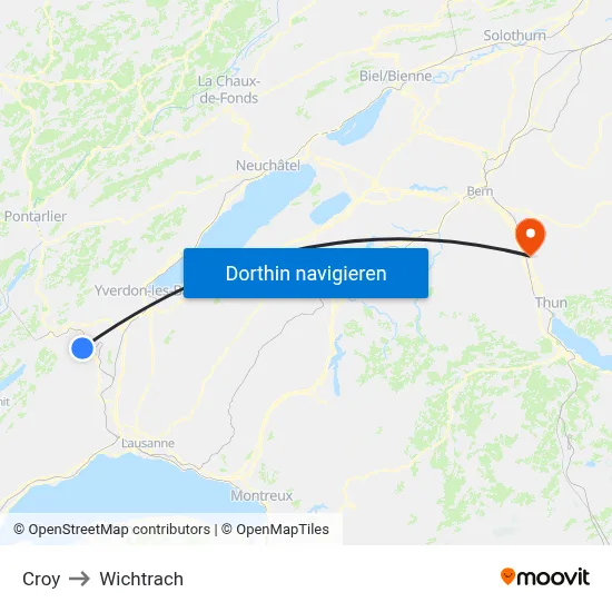 Croy to Wichtrach map