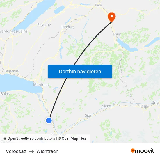 Vérossaz to Wichtrach map