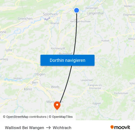 Walliswil Bei Wangen to Wichtrach map