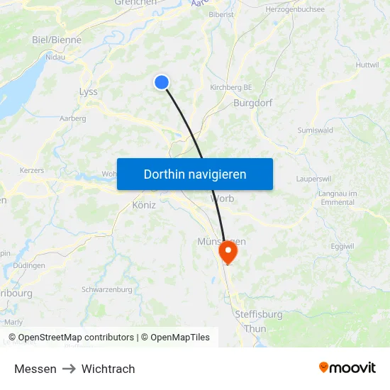 Messen to Wichtrach map