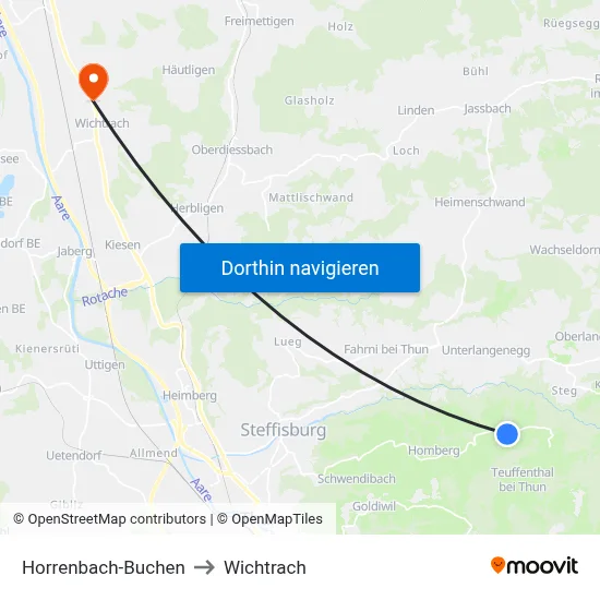 Horrenbach-Buchen to Wichtrach map