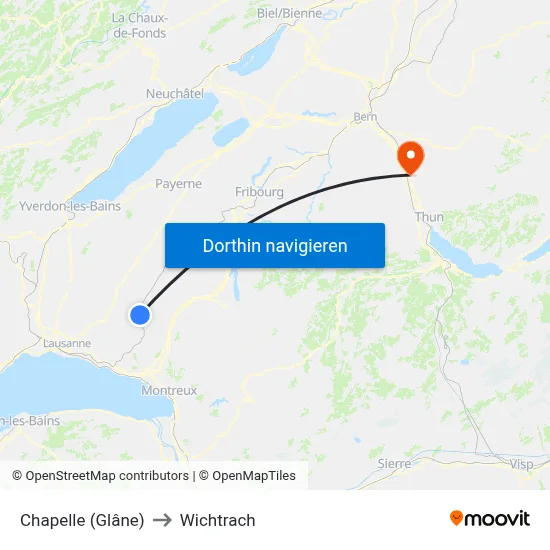 Chapelle (Glâne) to Wichtrach map