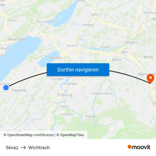 Sévaz to Wichtrach map