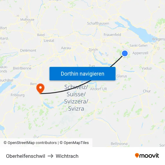 Oberhelfenschwil to Wichtrach map
