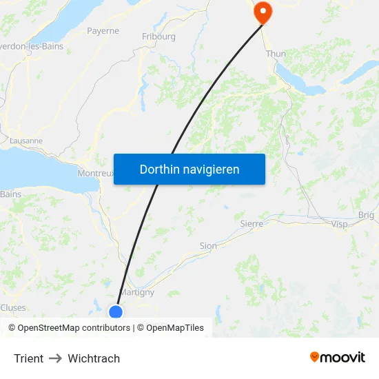 Trient to Wichtrach map