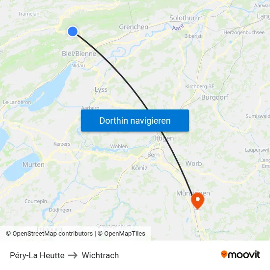 Péry-La Heutte to Wichtrach map