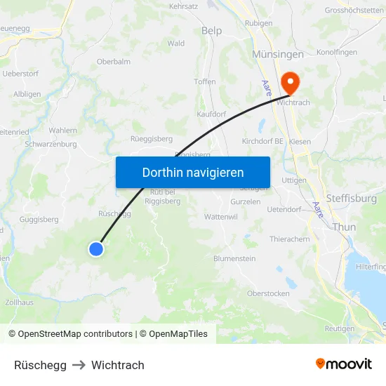 Rüschegg to Wichtrach map
