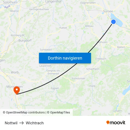 Nottwil to Wichtrach map