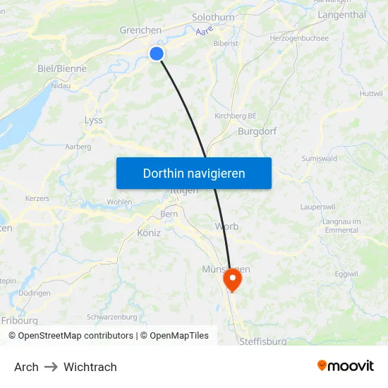 Arch to Wichtrach map